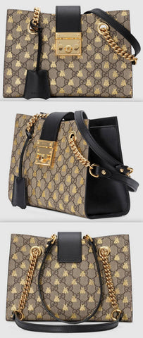Padlock Small GG Bees Shoulder Bag