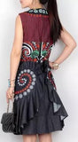 Embroidered Ruffled Denim Dress - DESIGNER INSPIRED FASHIONS