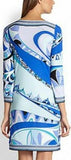 Printed Jersey Silk Mini Tunic Dress-Blue - DESIGNER INSPIRED FASHIONS