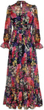 Smocked Floral Print Maxi Dress