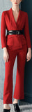 Asymmetric Blazer and Pant Suit, Red