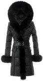 Fox-Fur Hooded Puffer Down Coat in Black or Dark Grey - DESIGNER INSPIRED FASHIONS