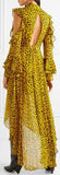 Ruffled Leopard-Print Silk-Georgette Wrap Maxi Dress