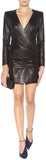Ruched Faux-Leather Mini Dress