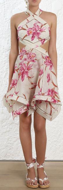 Corsage Halter Mini Dress