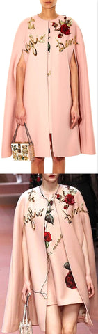 Embellished Appliques Cape & Dress Set in Pink or Cream - DESIGNER INSPIRED FASHIONS