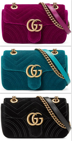 GG Marmont 2.0 Mini Quilted Velvet Shoulder Bag Teal - (Fuchsia, Teal, Black) - DESIGNER INSPIRED FASHIONS