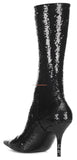 Knife Sequined Sock Boots, Black
