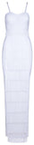 Fringed Bustier Maxi Bodycon Dress, White - DESIGNER INSPIRED FASHIONS