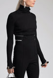 Turtleneck Stacked Crystal Cuff Top