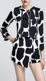 Cow Print Hooded Crop Top & Asymmetric Short Set