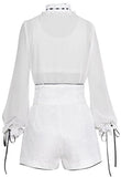 Ruffled White Blouse with High Waist Shorts