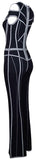 Black Paneled Cold-Shoulder Stretch Jumpsuit