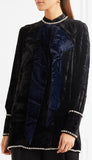 Crystal-Embellished Embossed Velvet Top