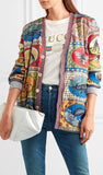 Tiger Cards Print Reversible Knit Stripe Cardigan Sweater