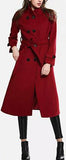 Double-Breasted Belted Wool Coat, Red