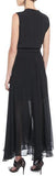 Sleeveless Belted Wrap Dress with Chiffon Bottom