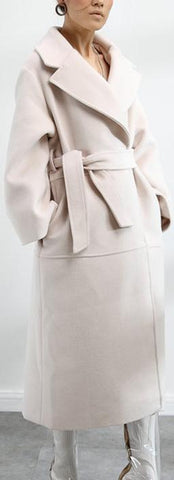 Wool-Blend Wrap Coat