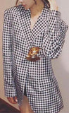 Pearl and Shell Embellished Gingham Jacket