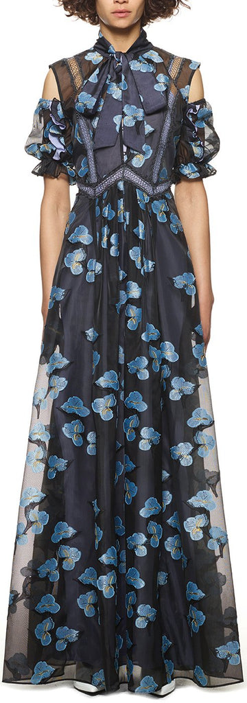Floral Fil Coupe Maxi Dress