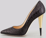 Snakeskin Leather Stiletto Pumps in Black or White - DESIGNER INSPIRED FASHIONS