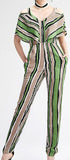 Butterfly-Sleeve Striped Color-Contrast Open-Shoulder Jumpsuit - DESIGNER INSPIRED FASHIONS