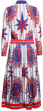 Printed Silk Bow Blouse & Midi Skirt Set - DESIGNER INSPIRED FASHIONS