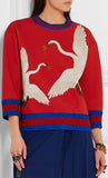 Printed Bonded Sweatshirt in Red - DESIGNER INSPIRED FASHIONS