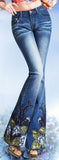 Embellished Faded Flared Jeans - DESIGNER INSPIRED FASHIONS