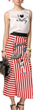 Embellished White Tank & Striped Midi Skirt - DESIGNER INSPIRED FASHIONS