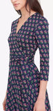 'Irina' Printed Wrap Dress in Blue - DESIGNER INSPIRED FASHIONS