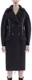 Stitch-Contrasting Black Wool Coat - DESIGNER INSPIRED FASHIONS