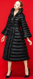 Thick White-Duck-Down Flared Puffer Coat in Black - DESIGNER INSPIRED FASHIONS