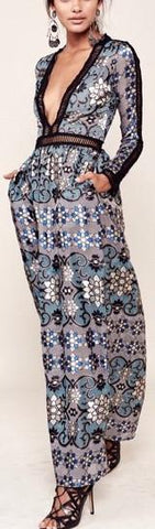 'Juliet' Maxi Dress in Blue - DESIGNER INSPIRED FASHIONS