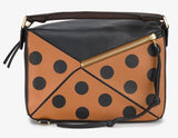 Brown Puzzle Polka-dot Shoulder Bag