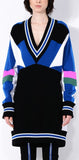 Color-Block Oversized Knit V-Neck Sweater - DESIGNER INSPIRED FASHIONS
