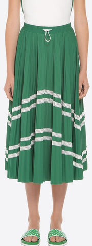 Pleated Midi Skirt with Lace