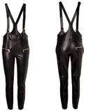 Black Faux-Leather Overalls - DESIGNER INSPIRED FASHIONS