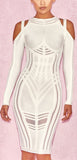 'Madrina' White Bandage Cold Shoulder Dress