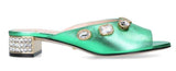 Metallic Leather Lyric Mules - Green, Gold, Pink