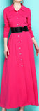 Fuchsia Belted Maxi Shirt Dress