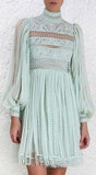 'Rhythm Spiral' Empire Dress in Mint Green - DESIGNER INSPIRED FASHIONS