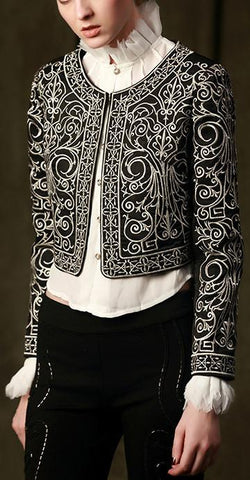 Embroidered Cropped Bolero Style Jacket in Black - DESIGNER INSPIRED FASHIONS