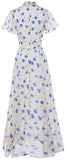 Floral Print Flutter-Sleeve Chiffon Maxi Dress