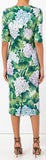 Hydrangea-Print Fitted Dress *Extended Sizes*