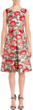 Floral Jacquard Embroidered Sleeveless Dress
