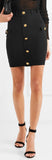 Button-Embellished Knit Top and Skirt Set