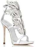 'Cruel Crystal' Embellished Metal Flame Leather Sandals - (Silver, Gold, Black) - DESIGNER INSPIRED FASHIONS