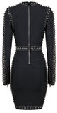 Black Studded Stretch Mini Dress