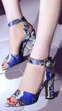 Floral Print Sandals - (Red, Black, Blue)